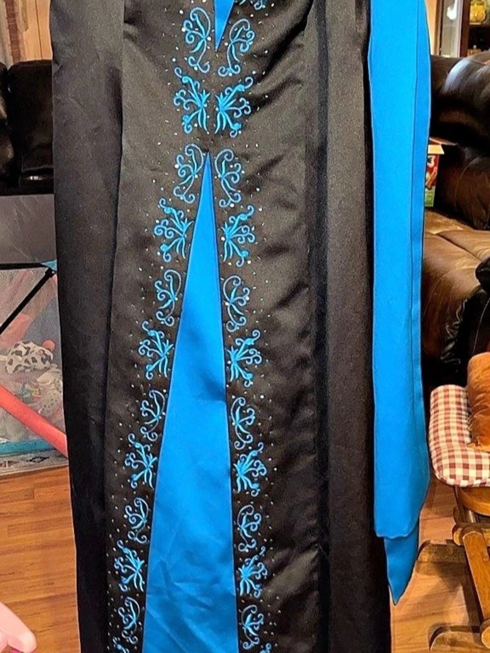 Vintage Niki Livas Prom Dress Black & Blue Size 16